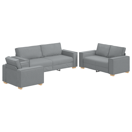 vidaXL Bank 3 pcs Lichtgrijs 220 x 80 x 84 cm Linnen-mix stof afbeelding2 - 1