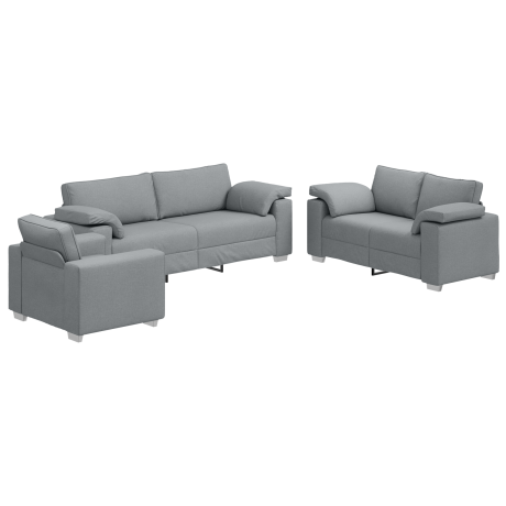vidaXL Bank 3 pcs Lichtgrijs 219 x 80 x 82 cm Linnen-mix stof afbeelding2 - 1
