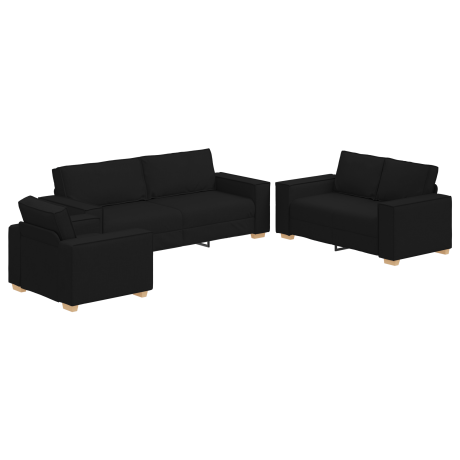 vidaXL Bank 3 pcs Zwart 220 x 80 x 84 cm Linnen-mix stof afbeelding2 - 1