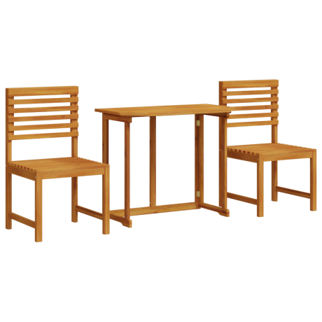 vidaXL 3-delige Bistroset voor in de tuin - Massief acaciahout afbeelding2 - 1