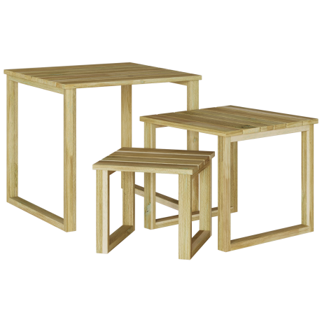 vidaXL Tafel 3 pcs Naturel Geïmpregneerd grenenhout afbeelding2 - 1