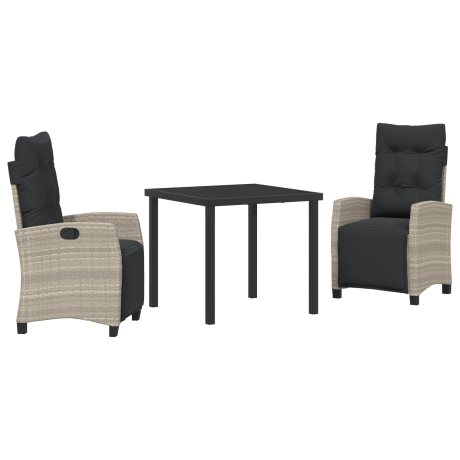 vidaXL 3-delige tuin eetset lichtgrijs poly rattan afbeelding2 - 1