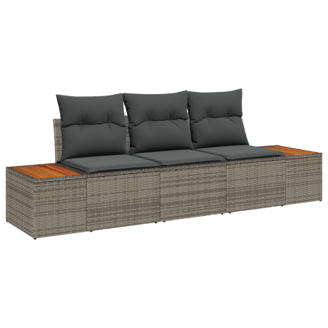 vidaXL Tuin Sofa Set met kussen 3 pcs Grijs poly rattan afbeelding2 - 1
