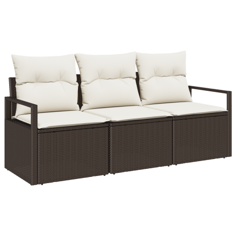 vidaXL Bankstel 3 pcs Bruin poly rattan afbeelding2 - 1
