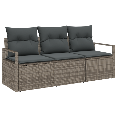 vidaXL Bankstel 3 pcs Grijs poly rattan afbeelding2 - 1