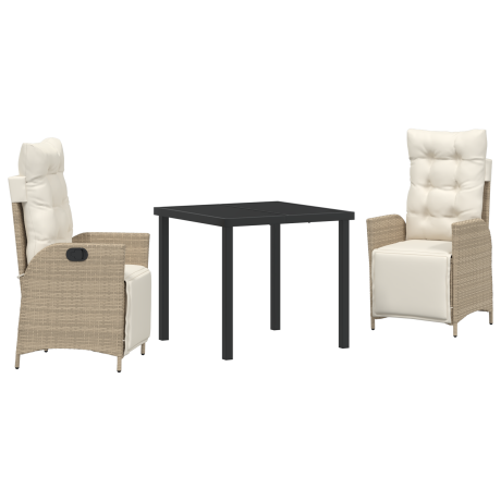 vidaXL 3-delige Tuinset Beige Poly Rattan afbeelding2 - 1