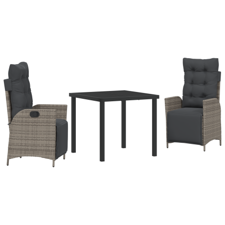 vidaXL 3-delige Tuinset Grijs Poly Rattan afbeelding2 - 1