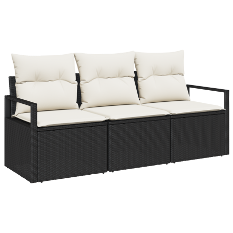 vidaXL Bankstel 3 pcs Zwart poly rattan afbeelding2 - 1