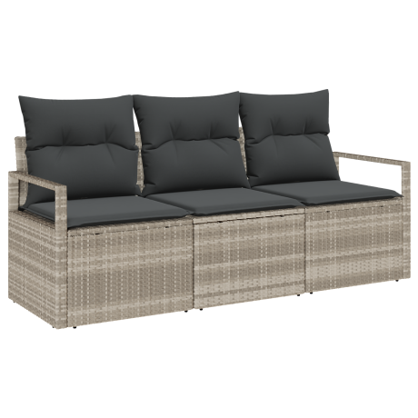 vidaXL Bankstel 3 pcs Lichtgrijs poly rattan afbeelding2 - 1