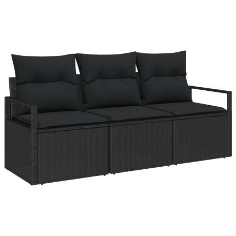 vidaXL Bankstel 3 pcs Zwart poly rattan afbeelding2 - 1