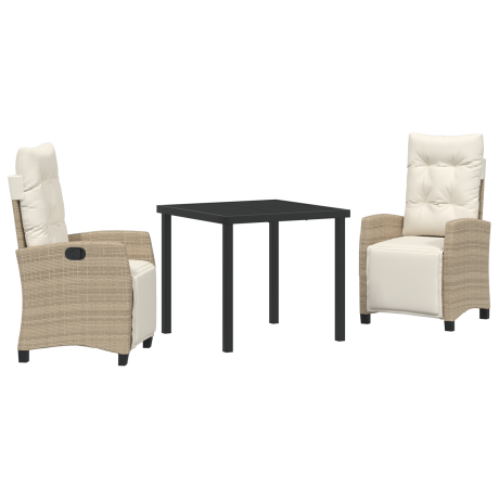 vidaXL 3-delige Tuinstel Beige Poly Rattan afbeelding2 - 1