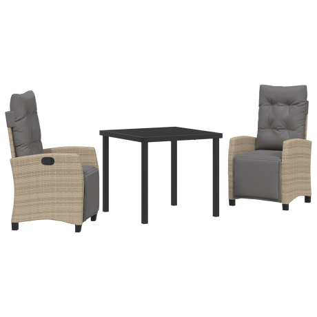 vidaXL 3-delige tuintafelset Beige Poly Rattan afbeelding2 - 1