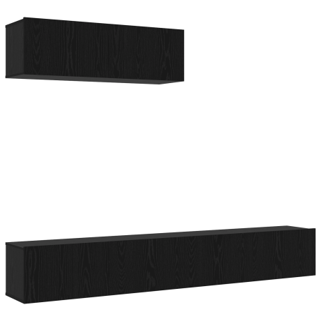 vidaXL Tv-meubelset Wandgemonteerd 3 pcs Zwart Eiken Bewerkt hout afbeelding2 - 1