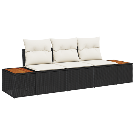 vidaXL Tuin Sofa Set met kussen 3 pcs Zwart poly rattan afbeelding2 - 1