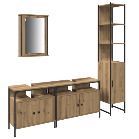 vidaXL 4 Delige Badkamer Meubel Set Artisan Eiken Engineered Hout afbeelding2 - 1