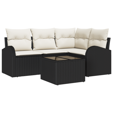 vidaXL 4-delige ligbedset met kussens bruin poly rattan afbeelding2 - 1