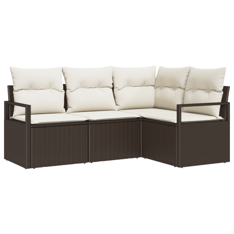 vidaXL Bankstel 4 pcs Bruin poly rattan afbeelding2 - 1