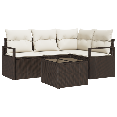 vidaXL Bankstel 5 pcs Bruin poly rattan afbeelding2 - 1