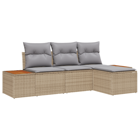 vidaXL Tuin Sofa Set met kussen 4 pcs Beige en Licht Grijs Poly Rattan afbeelding2 - 1