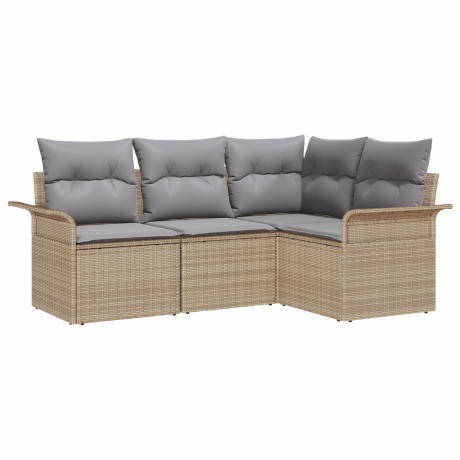 vidaXL Tuin Sofa Set met kussen 4 pcs Beige poly rattan afbeelding2 - 1