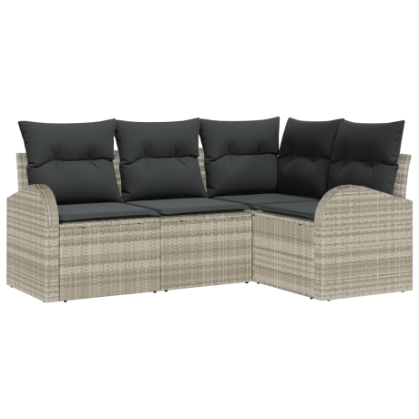vidaXL Tuin Sofa Set 4 pcs Lichtgrijs poly rattan afbeelding2 - 1