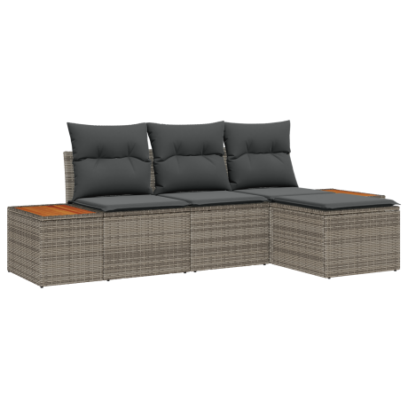 vidaXL Tuin Sofa Set met kussen 4 pcs Grijs Poly Rattan afbeelding2 - 1