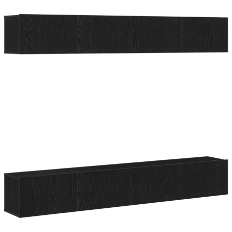 vidaXL Tv-meubelset 4 pcs Zwart Eiken 100 x 30 x 30 cm Bewerkt hout afbeelding2 - 1
