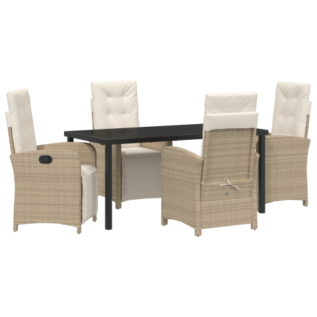 vidaXL 5-delige set ligbedden met kussens in beige poly riet afbeelding2 - 1
