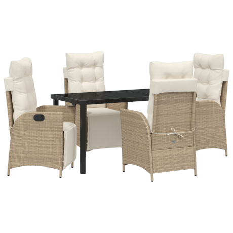 vidaXL 5-delige tuin eetset Beige Poly Rattan afbeelding2 - 1