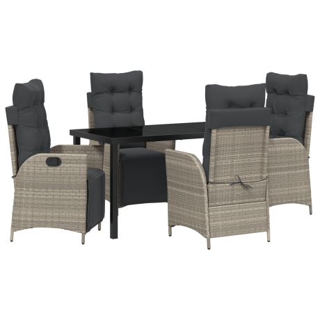 vidaXL 5-delige Tuin Eettafelset Lichtgrijs Poly Rattan afbeelding2 - 1