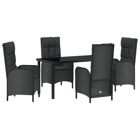vidaXL 5-delige Tuin Eettafelset Zwart Poly Rattan afbeelding2 - 1