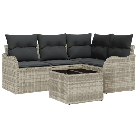 vidaXL Tuin Sofa Set Lichtgrijs poly rattan afbeelding2 - 1