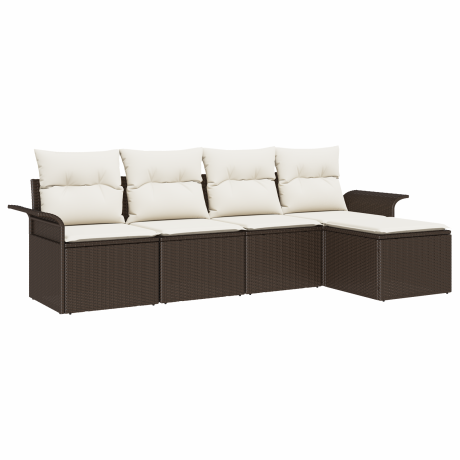 vidaXL Buitensofa met kussen 5 pcs Bruin poly rattan afbeelding2 - 1