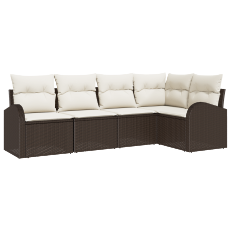 vidaXL Bankstel met kussen 5 pcs Bruin Polyester afbeelding2 - 1