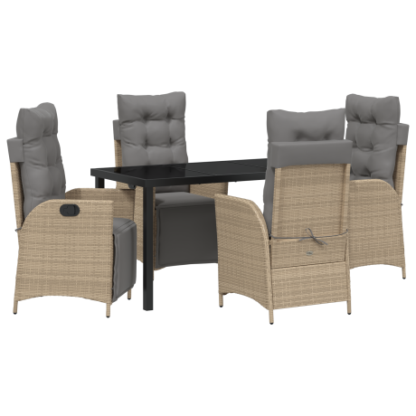 vidaXL 5-delige tuinset Beige Poly rattan afbeelding2 - 1