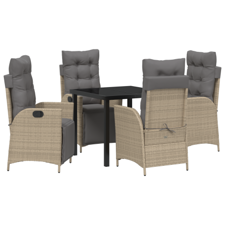 vidaXL 5-delige tuinset Beige Poly Rattan afbeelding2 - 1