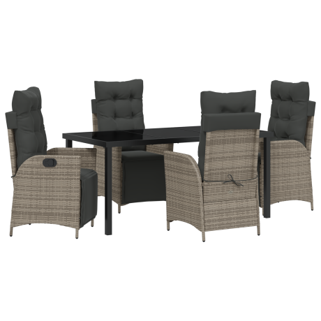 vidaXL 5-delige tuinset Grijs Poly Rattan afbeelding2 - 1