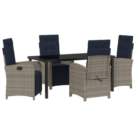 vidaXL 5-delige Tuinset Grijze Poly Rattan afbeelding2 - 1