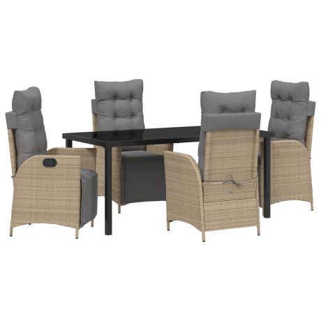 vidaXL 5-delige tuinset met beige poly rattan afbeelding2 - 1