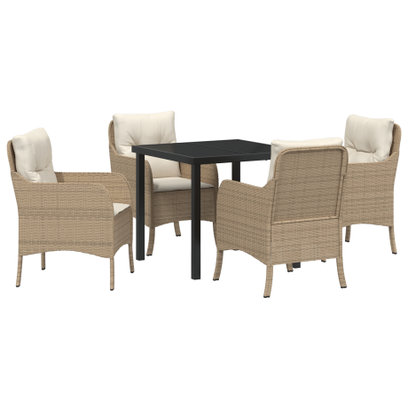 vidaXL 5-delige tuinset met kussens - Beige Poly Rattan afbeelding2 - 1