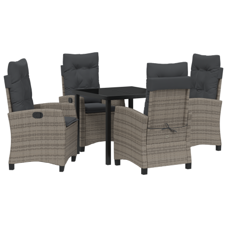 vidaXL 5-delige tuinset met kussens grijs poly rotan afbeelding2 - 1
