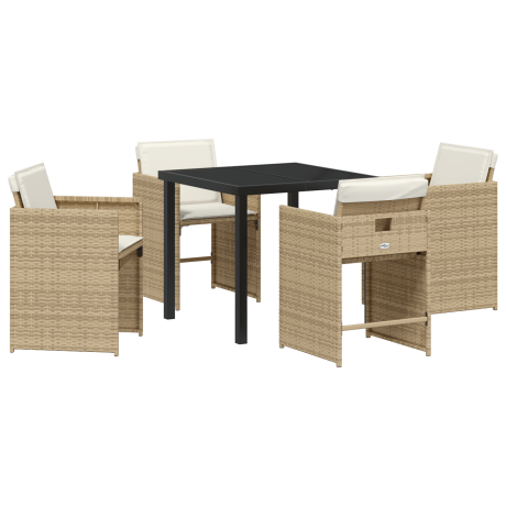 vidaXL 5-delige tuinset met kussens in beige poly rattan afbeelding2 - 1