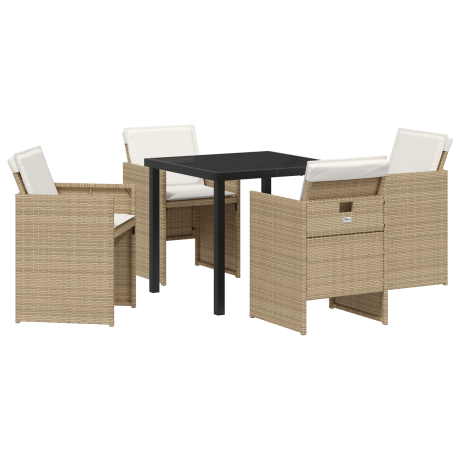 vidaXL 5-delige tuinset met kussens in beige poly rattan afbeelding2 - 1