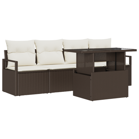vidaXL Tuin Sofa Set met opslag met kussen 5 pcs Bruin poly rattan afbeelding2 - 1