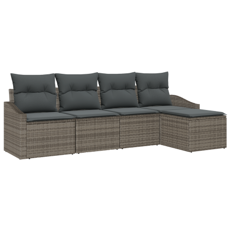 vidaXL Bankstel met kussen met opslag 5 pcs Grijs poly rattan afbeelding2 - 1