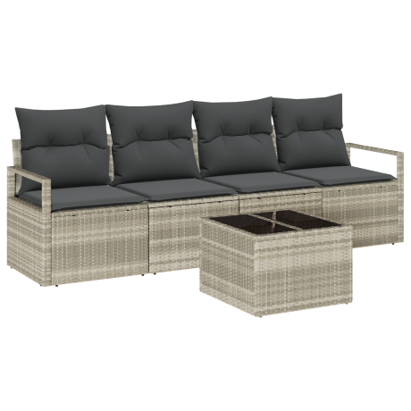 vidaXL Bankstel 5 pcs Licht Grijs en Donker Grijs poly rattan afbeelding2 - 1