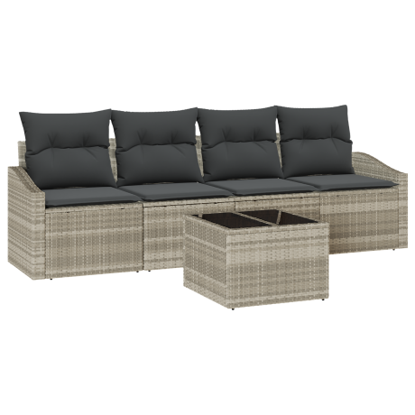vidaXL Bankstel 5 pcs Licht Grijs en Donker Grijs poly rattan afbeelding2 - 1