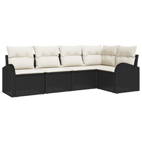 vidaXL Bankstel met kussen 5 pcs Zwart Polyester afbeelding2 - 1
