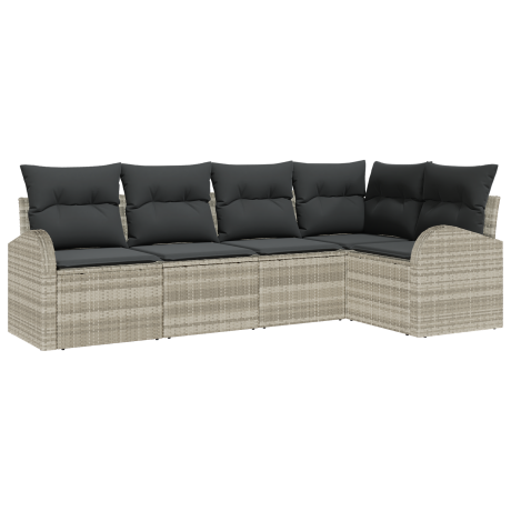 vidaXL Bankstel met kussen Lichtgrijs Polyester afbeelding2 - 1