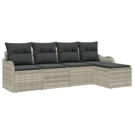 vidaXL Tuin Sofa Set 5 pcs Lichtgrijs poly rattan afbeelding2 - 1